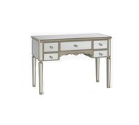 Melody Maison Large Mirrored Dressing Table, Mirror & Stool Set - Tiffany Range in Metallic Silver Melody Maison Metallic Silver