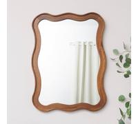 Melody Maison Large Natural Wood Wavy Edge Wall Mounted Mirror - 60cm X 80cm in Brown | Size: 60 cm X 80 cm Melody Maison Brown 60 cm X 80 cm
