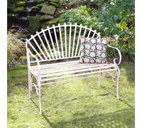 Melody Maison Large Ornate Pink Metal Garden Bench 103Cm
