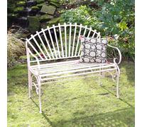 Melody Maison Large Ornate Pink Metal Garden Bench 103cm in Purple Melody Maison Purple
