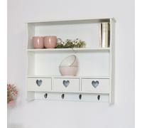 Melody Maison Large Pale Cream Wall Shelf With Heart Drawers