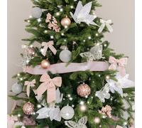 Melody Maison Large Pink & White Diagonal Striped Wired Christmas Tree & Gift Wrapping Ribbon - 270M