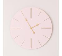 Melody Maison Large Pink Wooden Grain & Gold Detailed Wall Clock - 70cm X 70cm | Size: 70 cm X 70 cm Melody Maison Pink 70 cm X 70 cm