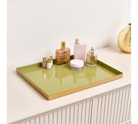 Melody Maison Large Rectangle Olive Green Enamel Metal Tray