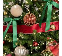 Melody Maison Large Red & Gold Velvet Wired Christmas Tree & Gift Wrapping Ribbon - 270Cm (2.7M / 106.3')
