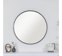 Melody Maison Large Round Black Framed Wall Mirror 80cm x 80cm