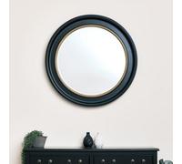 Melody Maison Large Round Black & Gold Wall Mirror - 80Cm X 80Cm