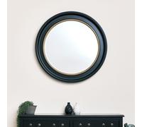 Melody Maison Large Round Black & Gold Wall Mirror - 80cm X 80cm | Size: 80 cm X 80 cm Melody Maison Black 80 cm X 80 cm