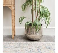 Melody Maison Large Round Silver Patterned Planter 32Cm X 27.5Cm