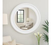 Melody Maison Large Round Vintage White Wall Mirror 80Cm X 80Cm
