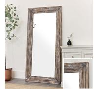 Melody Maison Large Rustic Wooden Wall/Leaner Mirror 158cm X 78cm in Beige | Size: 158 cm X 78 cm Melody Maison Beige 158 cm X 78 cm