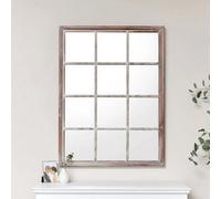 Melody Maison Large Rustic Wooden Window Wall Mirror 120Cm X 90Cm