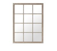 Melody Maison Large Rustic Wooden Window Wall Mirror 120cm X 90cm in Light Brown | Size: 120 cm X 90 cm Melody Maison Light Brown 120 cm X 90 cm