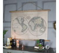 Melody Maison Large Rustic World Map Hanging Canvas Print 106Cm X 73Cm