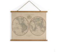 Melody Maison Large Rustic World Map Hanging Canvas Print 106cm X 73cm in Beige | Size: 106 cm X 73 cm Melody Maison Beige 106 cm X 73 cm