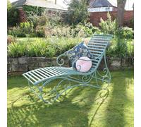 Melody Maison Large Sage Green Metal Sun Lounger Melody Maison Green