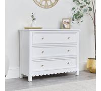 Melody Maison Large Scalloped 3 Drawer Chest Of Drawers - Staunton White Range