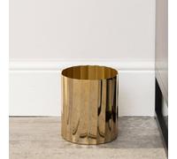 Melody Maison Large Shiny Gold Metal Fluted Planter / Waste Bin - 18Cm