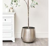 Melody Maison Large Silver Hammered Metal Planter