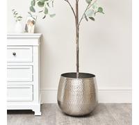 Melody Maison Large Silver Hammered Metal Planter