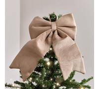 Melody Maison Large Taupe Velvet Christmas Bow - 30Cm X 45Cm