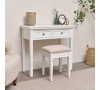 Melody Maison Large White 2 Drawer Dressing Table & Stool Set - Daventry White Range