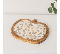 Melody Maison Large White Distressed Wooden Pumpkin Shaped Display Chopping Board - 30Cm