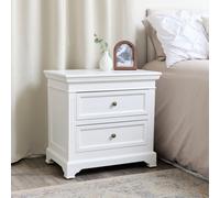 Melody Maison Large White Two Drawer Bedside Table - Daventry White Range