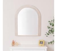 Melody Maison Large White Washed Wood Arched Wall Mirror - 90Cm X 75Cm