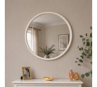 Melody Maison Large White Washed Wooden Round Wall Mirror - 80Cm X 80Cm