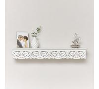 Melody Maison Large White Wooden Carved Boho Wall Shelf - 81Cm