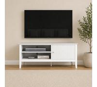 Melody Maison Large White Wooden Fluted Tv Cabinet / Media Storage Unit - 120Cm X 50Cm (47" Tv's) - Hales White Range