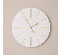 Melody Maison Large White Wooden Grain & Gold Detailed Wall Clock - 70cm X 70cm | Size: 70 cm X 70 cm Melody Maison White 70 cm X 70 cm