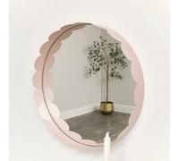 Melody Maison Light Pink Scallop Framed Round Mirror - 50Cm X 50Cm