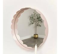 Melody Maison Light Pink Scallop Framed Round Mirror - 50cm X 50cm in Baby Pink | Size: 50 cm X 50 cm Melody Maison Baby Pink 50 cm X 50 cm