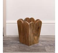 Melody Maison Mango Wood Scalloped Edge Waste Paper Bin