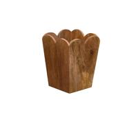 Melody Maison Mango Wood Scalloped Edge Waste Paper Bin in Dark Brown Melody Maison Dark Brown