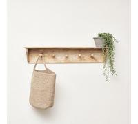 Melody Maison Mango Wood Wall Shelf With Hooks