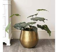 Melody Maison Medium Gold Hammered Metal Planter 30cm x 28cm
