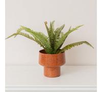 Melody Maison Medium Orange Rust Speckled Iron Planter Pot - 18Cm X 16Cm
