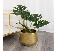 Melody Maison Medium Round Gold Patterned Planter