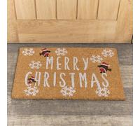 Melody Maison Merry Christmas Robin Detail Pvc Backed Coir Doormat 60Cm X 40Cm