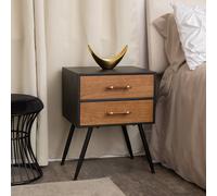 Melody Maison Mid-Century Modern Wood & Black 2 Drawer Bedside - Industrial Range Melody Maison Black
