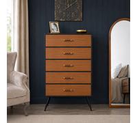 Melody Maison Mid-Century Modern Wooden & Black 5 Drawer Tallboy - Industrial Range Melody Maison Black