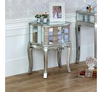 Melody Maison Mirrored 2 Drawer Bedside Lamp Table - Tiffany Range in Silver Melody Maison Silver