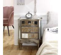 Melody Maison Mirrored 3 Drawer Bedside Table - Tiffany Range in Silver Melody Maison Silver
