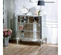 Melody Maison Mirrored 4 Drawer Chest Of Drawers - Tiffany Range in Metallic Silver Melody Maison Metallic Silver
