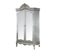 Melody Maison Mirrored Double Wardrobe - Tiffany Range in Silver Melody Maison Silver