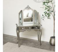 Melody Maison Mirrored Dressing Table & Vanity Mirror - Tiffany Range in Metallic Silver Melody Maison Metallic Silver