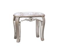 Melody Maison Mirrored Dressing Table Stool - Tiffany Range in Silver Melody Maison Silver